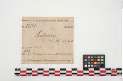 Etikett zu Bronzegewandnadel (NHMW-PRAE-025166)